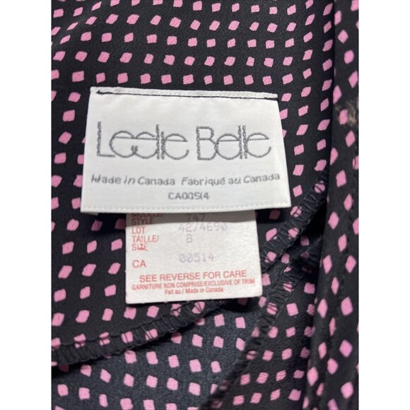 Leslie Belle Womens Polka Dot Maxi Dress Size 8 Black Pink Sleeveless - Picture 7 of 14